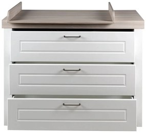 Fehér alacsony gyerek komód pelenkázó feltéttel szilfa dekorral 120x98 cm Felicia – Roba