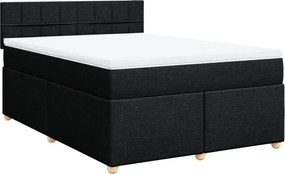 vidaXL fekete szövet rugós ágy matraccal 160x200 cm
