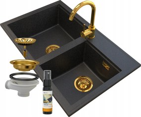 Gránit Mosogató Arany Szifon Arany Csaptelep Hektor