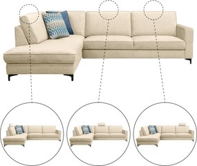 Széthúzható ülőgarnitúra, krémszínű, balos, ERMON ROH