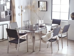 Kerti étkező szett Grosso (fekete) (üveglappal 180x90 cm) (rattan szék) (üveg). 1011749