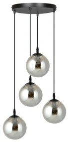 Csillár zsinóron COSMO 4xE14/10W/230V átm. 40 cm fekete/szürke