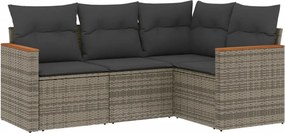 vidaXL 4 részes szürke polyrattan kerti ülőgarnitúra párnákkal