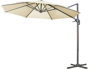 Outsunny Kerti Napernyő Ø300x250 cm Eccentrikus Alumínium Napernyő Kézi Döntéssel Forgatható 360° Napellenző Kereszt Kialakítással - Krém | Aosom