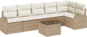 vidaXL Kerti Kanapé Szett párnával 7 pcs Beige és Fehér polirattan
