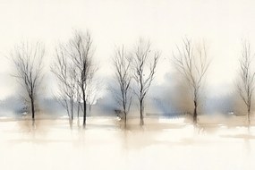 Fotótapéta Flizelina Őszi Fák Bézs Barna Boho Scandi 312x219 ragasztó