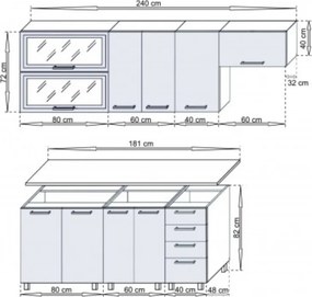 Anton Konyha 240 cm - sonoma
