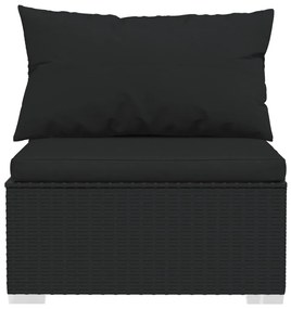 4 részes fekete polyrattan kerti ülőgarnitúra párnákkal