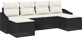 vidaXL Kanapé Szett párnával 6 pcs Fekete polirattan