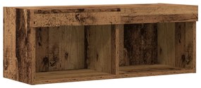 LED-es világítással ellátott TV faliszekrény, régi fa, 80x30x30 cm