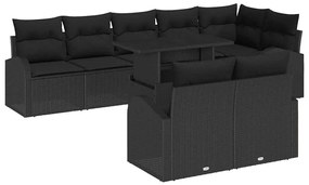 Kerti Kanapé Szett párnával 9 pcs Fekete 100 x 55 x 73 cm