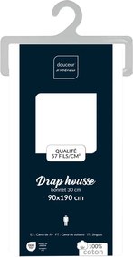 Fehér gumis pamut lepedő 90x190 cm Lina – douceur d'intérieur