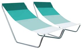 2db összecsukható strandszék SAND, zöld csíkokkal