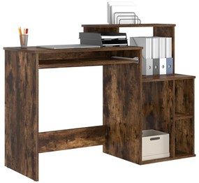 vidaXL Tárolós íróasztal Füstölt tölgy 120.5x44x88.5 cm Szerelt Fa