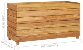 újrahasznosított tíkfa és acél magaságyás 100 x 40 x 55 cm