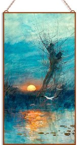 Maurice Hagemans - Sunset Over the Pond üvegkép, falikép