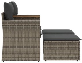 2 személyes szürke polyrattan kerti kanapé zsámolyokkal