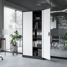 Fém iratszekrény JAN, 900 x 1850 x 400 mm, antracit-fehér