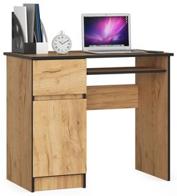 Íróasztal - Akord Furniture - 90 cm - kézműves tölgy (bal)