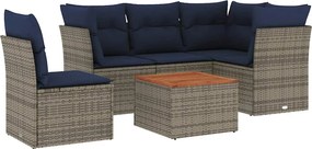 vidaXL 6 részes szürke polyrattan kerti ülőgarnitúra párnával