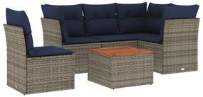 vidaXL 6 részes szürke polyrattan kerti ülőgarnitúra párnával