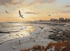 Poszter 18x13cm Alkonyat a tengerparton