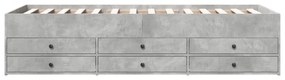 betonszürke kanapéágy fiókkal matrac nélkül 100x200 cm