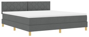 Boxspring ágy matraccal &amp; LED sötétszürke 180x200 cm szövet