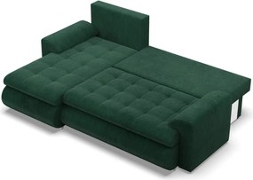 Tokio sarokkanapé, 2 ágyneműtartóval, kordbársony, baloldali, zöld