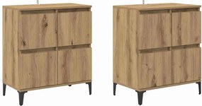 vidaXL Oldalszekrények 2 pcs Artisan tölgy 60 x 35 x 70 cm Faanyag