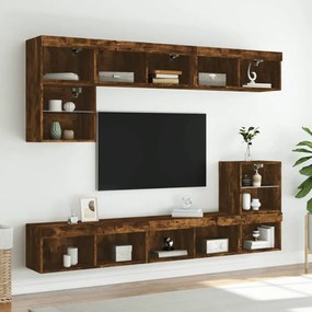 füstös tölgy színű TV-szekrény LED-világítással 80 x 30 x 30 cm