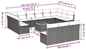 14 részes bézs polyrattan kerti ülőgarnitúra párnával