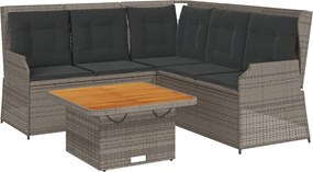 vidaXL 4 részes szürke polyrattan kerti ülőgarnitúra párnákkal