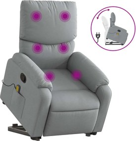 vidaXL világosszürke szövet felállást segítő dönthető masszázsfotel