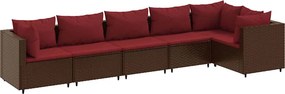 vidaXL 6 részes barna polyrattan kerti ülőgarnitúra párnákkal