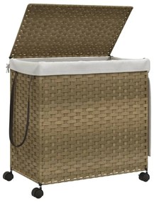 polyrattan szennyeskosár kerekekkel 60x35x60,5 cm