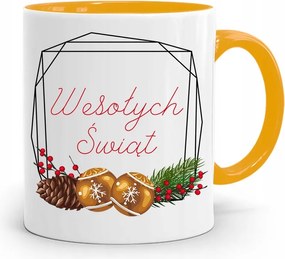 Sárga Karácsonyi Bögre Mikulásra, fényképes nyomtatással