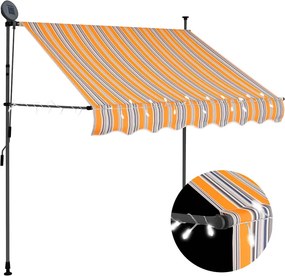 vidaXL sárga és kék kézzel feltekerhető LED-es napellenző 150 cm