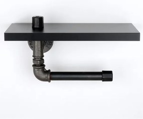 Vécépapír tartó polccal BORU 12x30 cm fekete