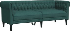 vidaXL sötétzöld 3 személyes szövet Chesterfield kanapé