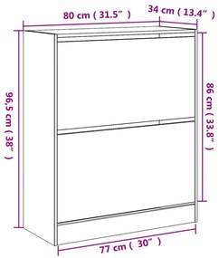 szürke sonoma színű szerelt fa cipőszekrény 80x34x96,5 cm