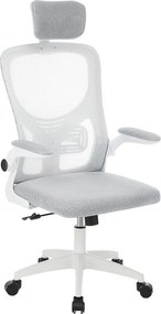 Ergonomikus irodai szék deréktámasszal, fejtámlával, szürke