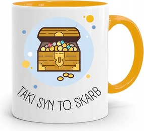 Sárga Bögre Ajándék Fiúnak Egy Ilyen Fiú Egy Kincs, fényképes nyomtatással