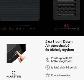 Klarstein Full House 77 Down Air System, indukciós tűzhely + páraelszívó, 477 m³/h, A energiahatékonysági osztály
