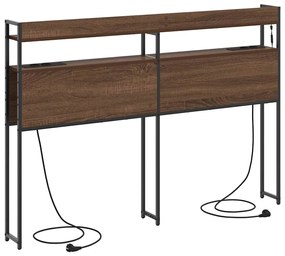 Fejtámla LED -es lámpákkal polcokkal barna tölgy 140 cm Faanyag