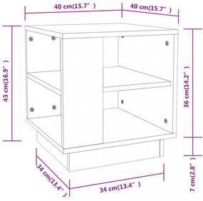 vidaXL betonszürke szerelt fa dohányzóasztal 40x40x43 cm