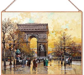 Eugène Galien-Laloue - Arc de Triomphe in the Fall üvegkép, falikép