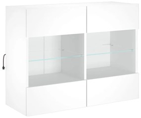 fehér falra szerelhető TV-szekrény LED-lámpákkal 78,5x30x60,5cm