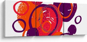 Kép - Motívum körökkel meleg színekben (órával) (90x30 cm)