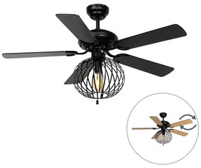 Mennyezeti ventilátor fekete fa mintával 107,5 cm húzókapcsolóval - Mistral Johanna